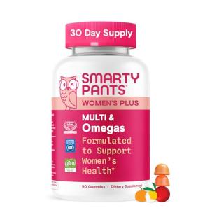SmartyPants Women's Multivitamin Gummies - Improved Formula: Omega 3 (DHA/EPA), Methylfolate, CoQ10, Vitamin D3, C, Vitamin B12, B6, A, K & Zinc, Inositol, Gluten Free, 90 Count (30 Day Supply)