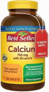Nature Calcium 750 mg with D3 and K for Bone Health – 300 Tablets