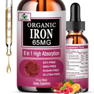Iron Supplement for Women with Vitamin C,6-in-1 Liquid Supplement w/Vitamin B12,Vitamin B6,High Absorption Liquid Iron Drops for Red Blood Cells & Immune Support,Non-GMO, Gluten Free