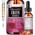 Iron Supplement for Women with Vitamin C,6-in-1 Liquid Supplement w/Vitamin B12,Vitamin B6,High Absorption Liquid Iron Drops for Red Blood Cells & Immune Support,Non-GMO, Gluten Free