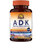 Vitalitown Vitamin ADK, High Potency Essential Vitamins A, D3 5000 IU, K1 & K2 (MK-4 & MK-7), Bone, Heart & Immune Health, Non-GMO, Max Absorption, 120 Softgels