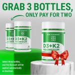 New Elements Vitamin D3 K2 10,000 IU with Magnesium Glycinate 500mg - Bone Health, Immune Support, Energy & Mood - Non-GMO, Gluten-Free, Sugar-Free Softgels for Women & Men (60 softgels)