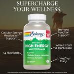 SOLARAY Once Daily High Energy Multivitamin for Women and Men – with Vitamin C, Vitamin D and Whole Food & Herb Base - Cellular Energy Metabolism & Immune Function Support – 200 Servings, 200 VegCap