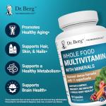 Dr. Berg Whole Food Multivitamin with Minerals - Daily Multivitamin for Men and Women - Includes Premium Whole Food Fruits and Vegetable Blend with Folate, Alpha-lipoic Acid and More - 60 Capsules
