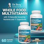 Dr. Berg Whole Food Multivitamin with Minerals - Daily Multivitamin for Men and Women - Includes Premium Whole Food Fruits and Vegetable Blend with Folate, Alpha-lipoic Acid and More - 60 Capsules