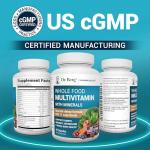 Dr. Berg Whole Food Multivitamin with Minerals - Daily Multivitamin for Men and Women - Includes Premium Whole Food Fruits and Vegetable Blend with Folate, Alpha-lipoic Acid and More - 60 Capsules