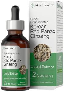 Horbäach Korean Red Ginseng | 2 fl oz Liquid Extract | Panax Ginseng | Vegetarian, Non-GMO, Gluten Free Supplement