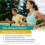 Innate Vitality Calcium Supplement, 1200 mg High Potency with 5000 IU Vitamin D3 & K2 MK7, Enhanced Absorption, for Bone Density, Strength & Immunity, Non-GMO, Easy to Swallow, 60 Tablets