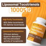 Liposomal Vitamin E Tocotrienols 1000mg - High Potency Tocotrienol Supplements,95% Delta & 5% Gamma Tocotrienols Capsules