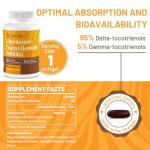 Liposomal Vitamin E Tocotrienols 1000mg - High Potency Tocotrienol Supplements,95% Delta & 5% Gamma Tocotrienols Capsules
