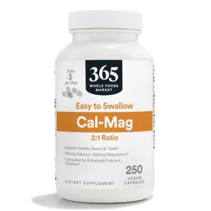 365 by Whole Foods Market, Cal-Mag 2:1 Ratio, Easy-to-Swallow Vegan Capsules, 250 Count