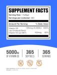 BulkSupplements.com Vitamin D3 + K2 5000 IU Softgels - D3 K2 Supplement, for Immune Health - Gluten Free, 1 Softgel per Serving, 365 Count (Pack of 1)