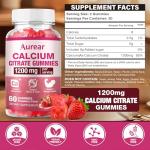 Calcium Citrate Gummies - Strawberry Flavor, 1200mg High Potency, Supports Bone, Muscle & Overall Wellness for Men, Women & Seniors, 60 Count Chewable Calcium Supplement (Pack of 1)