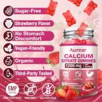 Calcium Citrate Gummies - Strawberry Flavor, 1200mg High Potency, Supports Bone, Muscle & Overall Wellness for Men, Women & Seniors, 60 Count Chewable Calcium Supplement (Pack of 1)