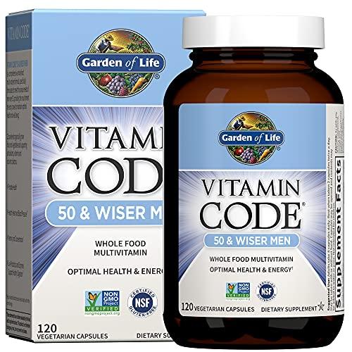 Garden of Life Multivitamin for Men - Vitamin Code 50 & Wiser Men's Raw Whole Food Vitamin Supplement with Probiotics, Vegetarian, 120 Capsules