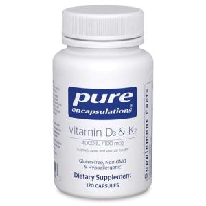 Pure Encapsulations Vitamin D3 & K2 - Bone & Vascular Health Support - Immune Function Support* - Gluten Free - Non-GMO - 120 Capsules