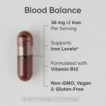 Sports Research® Blood Balance Iron Supplement - 36 MG Iron + Folate & Vitamin C for Absorption - Red Blood Cell Support for Women & Men* - Vegan Certified · Non-GMO · Gluten-Free - 90 Capsules