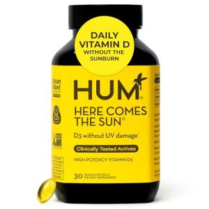 HUM Here Comes The Sun Immune Support Supplement with Vitamin D Supplements for Women and Men for a Healthy Immune System, D3 Vitamin Supports Bone Health, 30 Capsules