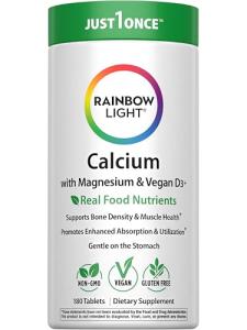 Rainbow Light Calcium Complex with Magnesium & Vitamin D3 + | 180 Tablets | Real Food Nutrients | Supports Bone Density & Muscle Health | Vegan Supplement for Men and Women