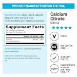 NatureWise Calcium Citrate 500mg Capsules - Supplement for Bone Health - Easy to Digest & Absorb - Vegan, Non-GMO, Gluten-Free - 90 Count[30-Day Supply]