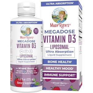 MaryRuth Organics Megadose Vitamin D3 Liposomal | Vitamin D 4000 IU | Ultra Absorption | Immune Support for Adults | Bone Health | VIT D3 | Vegan | Sugar Free | Gluten Free | Non-GMO | 45 Servings