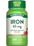 Nature's Truth Iron Tablets 65mg | 240 Count | 325mg Ferrous Sulfate | Vegan, Non-GMO & Gluten Free Supplement