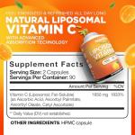 Nutrivein Premium Liposomal Vitamin C Supplement 1650mg - 180 Caps: High-Absorption High Dose Vitamin C Capsules for Whole-Body Defenses & Overall Well-Being
