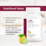Bariatric Advantage Chewable Iron 60 mg with Vitamin C for Increased Absorption and Utilization, Easily Digestible for Gastric Bypass and Sleeve Gastrectomy Surgery Patients - Lemon Lime, 90 Count