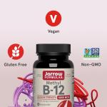 Jarrow Formulas Vitamin B12 5000 mcg - Maximum Strength for Cellular Energy and Brain Health, 60 Cherry Chewable Tablets, B12 Vitamins 5000 mcg