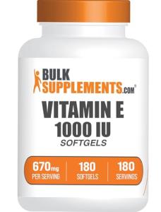 BulkSupplements.com Vitamin E 1000 IU Softgels - Vitamin E Supplement, Essential Antioxidant Support - Gluten Free, 1 Softgel per Serving, 180 Count (Pack of 1)