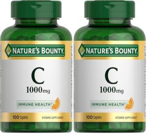 Nature's Bounty Vitamin C 1000mg, Immune Support Supplement, Powerful Antioxidant, 2 Pack, 100 Caplets