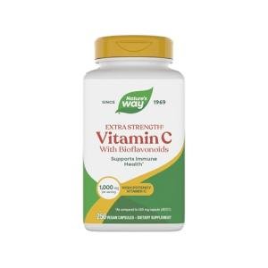 Nature's Way Extra Strength(1) Vitamin C with Bioflavonoids, Supports Immune Health*, Promotes Collagen Production for Healthy Skin*, 1,000 mg per Capsule, 250 Vegan Capsules (Packaging May Vary)