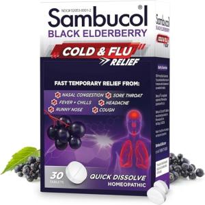 Black Elderberry Cold and Flu Relief Tablets, 30 Count