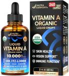 USDA Organic Vitamin A 10000 IU - Vitamin A Supplement Liquid Drops - Extra Strength for Skin Health, Eyes & Immune Support - Orange Flavour - Vegan & Sugar-free, Made in USA - 2 Fl Oz, 240-Day Supply