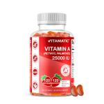 Vitamatic Sugar Free Vitamin A 25000 IU Gummies (Retinyl Palmitate) - Natural Strawberry Flavor - 120 Pectin Based Gummies (1 Bottle)