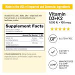 NatureWise Vitamin D3 1000IU + K2 (MK7) 100mcg with Organic Extra Virgin Coconut Oil - Supports Calcium Absorption, Bone & Immune Health - Non-GMO, Soy & Gluten-Free - 90 Softgels[3-Month Supply]