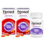 Feosol Complete Iron Supplement Caplets, Bifera Iron for High Absorption, Heme and Non-Heme Dual Action Minimizes Side Effects, 1 Per Day, Energy and Immune System Support, Pack of 2, Total 60 Count