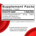 Feosol Complete Iron Supplement Caplets, Bifera Iron for High Absorption, Heme and Non-Heme Dual Action Minimizes Side Effects, 1 Per Day, Energy and Immune System Support, Pack of 2, Total 60 Count
