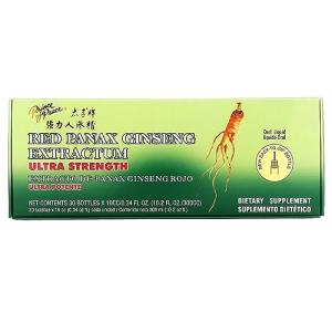 Prince Of Peace Red Panax Ginseng Extractum Ultra Strength, 0.34 fl. oz. Each – Brain Boosting Supplement – Red Panax Ginseng Shots – Support Energy, Mood, & Focus - 2 Pack - 20 Bottles