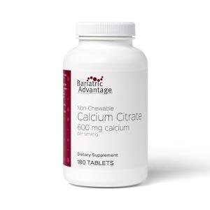 Bariatric Advantage Non Chewable Calcium Citrate 600 mg Calcium - for Bariatric Surgery Patients - Vitamin D3 - Mineral Supplements - 180 Tablets