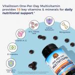 Vitalitown Multivitamin for Women & Men, with Iron, Zinc, Vitamin D3, A, C, B, E, 19 Key Nutrients, One Per Day, for Energy, Immune, Brain, Heart Support, 120 Tablets