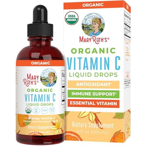MaryRuth Organics Organic Vitamin C Supplement | Liquid Vitamin C Liquid Drops for Adults & Kids | Immune Support Supplement for Overall Health | Vegan | Non-GMO | Gluten Free | 4 Fl Oz