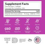 Zahler Vitamin D3 3000IU, Vitamin D3 Supplement 3,000 IU, Certified Kosher (250 Softgels)