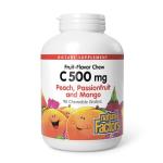 Natural Factors, Kids Chewable Vitamin C 500 mg, Supports Immune Health, Bones, Teeth and Gums, Peach, Passionfruit and Mango, 90 Wafers