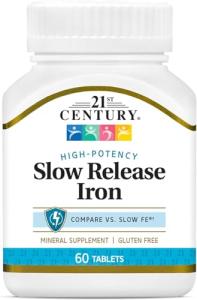 21st Century Slow Release Iron Tablets, 60 Count (Pack of 3)