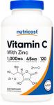 Nutricost Vitamin C with Zinc Capsules, 120 Servings - 1000mg, 45mg Zinc, Non-GMO, Gluten Free Vitamin C Supplement