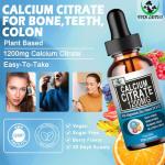 Calcium Citrate Supplement,1200mg Calcium with Vitamin D3 Drops for Bone,Teeth,Colon,Cardiovascular Health,High Absorption Liquid Calcium Magnesium Citrate 400mg Plus Zinc Vitamin K2,Vegan,30 Servings