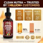 Clean Nutra Berberine with Ceylon Cinnamon Supplement Liquid Drops + Bitter Melon Extract, Glucomannan, Gymnema, Chromium, Turmeric, Organic Panax Ginseng, Moringa GLP-1 Support