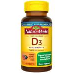 Nature Made Vitamin D3 5000 IU (125 mcg) Extra Strength, Vitamin D Supplement for Immune Support, 70 Sugar Free Fast Dissolve Tablets, 70 Day Supply