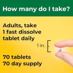 Nature Made Vitamin D3 5000 IU (125 mcg) Extra Strength, Vitamin D Supplement for Immune Support, 70 Sugar Free Fast Dissolve Tablets, 70 Day Supply